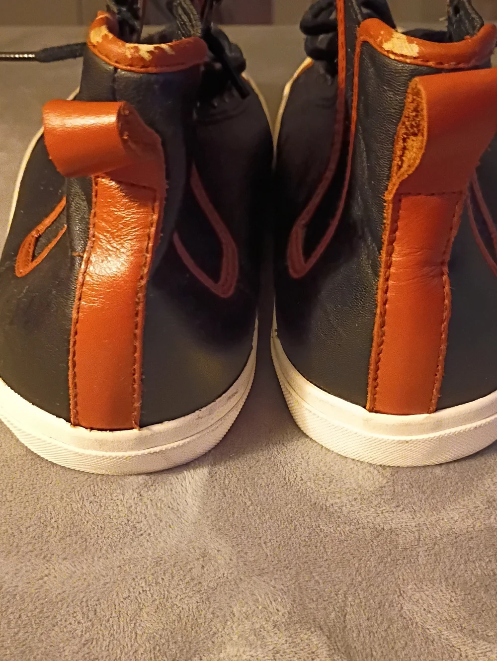 Men's  Polo Chealsea Black High-Top Sneakers with Brown Trim